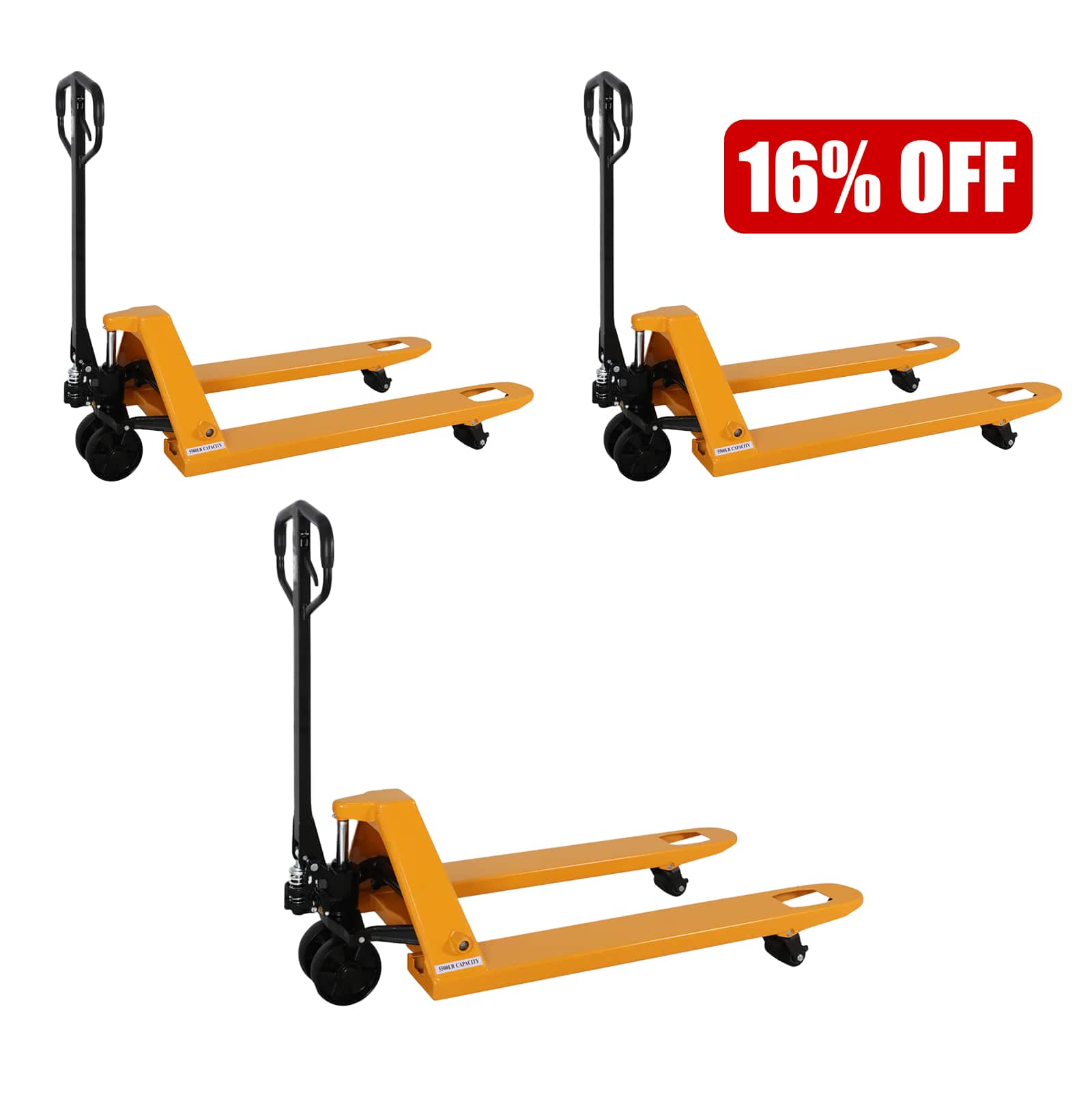 Hand Pallet Jack| 5500 lb| 48"x27" Forks| Nylon Wheels| IL Local Free Delivery| Apollolift A-1007(Nylon)