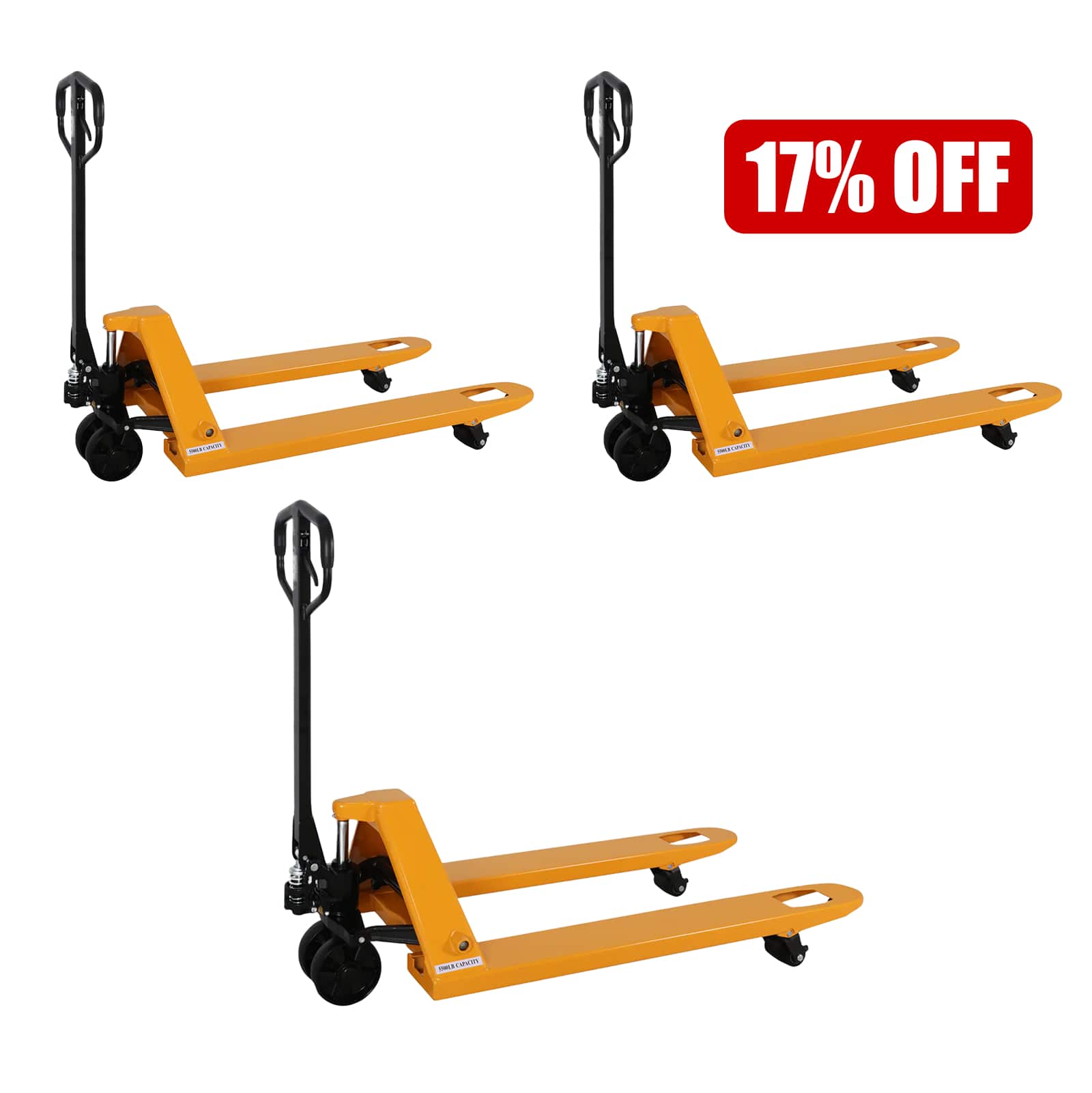 Hand Pallet Jack| 5500 lb| 48"x27" Forks| Nylon Wheels| GA Local Free Delivery| Apollolift A-1007(Nylon)