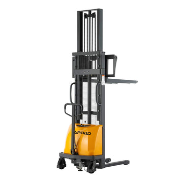 Semi-Electric Stacker| 3300 lb| 118" Lifting Height| Fixed Legs & Adjustable Forks| Apollolift A-3016