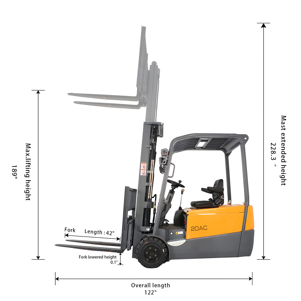 3 Wheels Electric Forklift, Lithium A-4023
