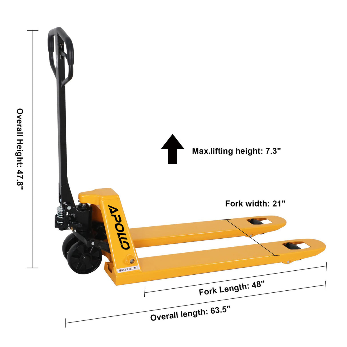 Hydraulic Pallet Jack A-1006(Nylon)| 48" x 21" Forks | Nylon Wheels