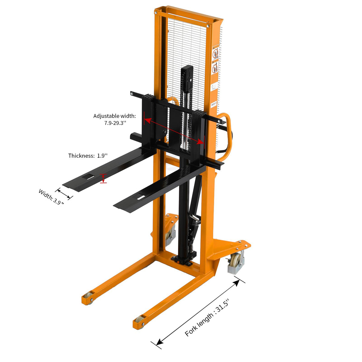 Manual Stacker| 1100 lb or 2200 lb| 63" Lifting Height| Fixed Legs