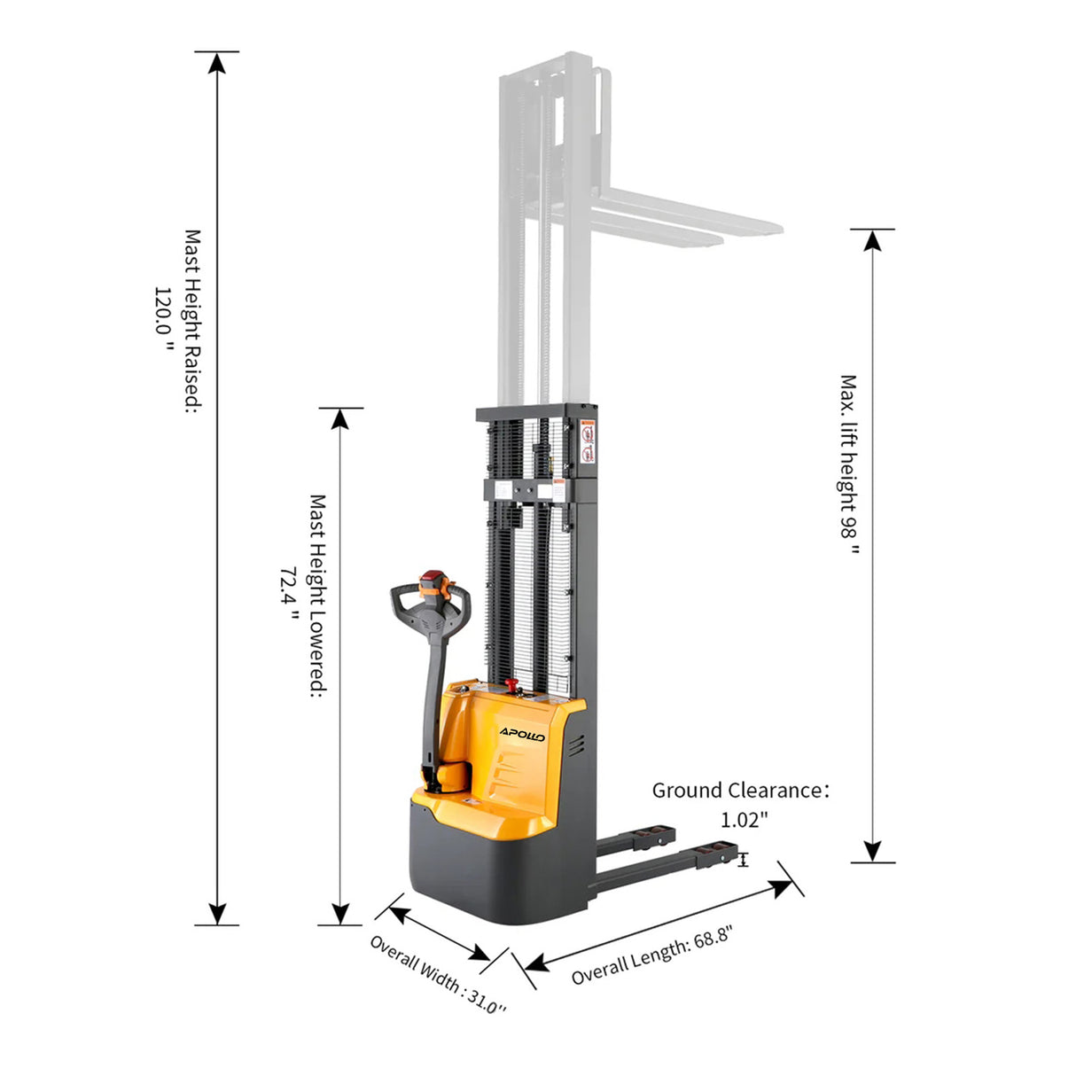 Full Electric Stacker A-3026 | 98" Lift Height