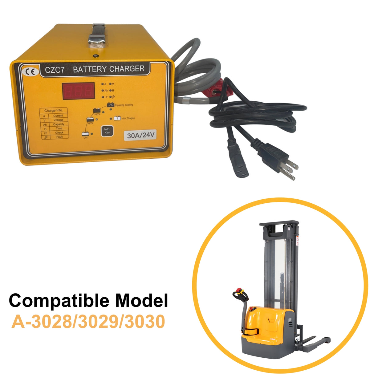 Charger 110V-24V/30AH for Full Electric Stacker