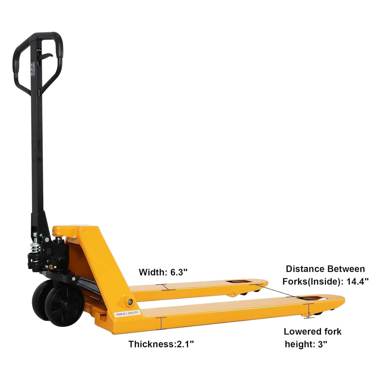 Hand Pallet Jack| 5500 lb| 48"x27" Forks| PU or Nylon Wheels
