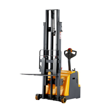 Counterbalanced Electric Stacker| 2200 lb| Lowered Ht. 1.2 in| Mast Ht. 80.8 in| 118 in Lifting| Fork Size 37.4 x 8.6-25.4"| Wt. 2720 lb| Apollo Forklift A-3040