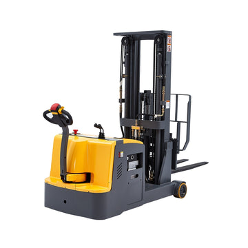 Counterbalanced Electric Stacker| 3300 lb| Lowered Ht. 1.3 in| Mast Ht. 81.3 in| 118 in Lifting| Fork Size 37.4 x 8.6"-25.4"| Wt. 3460 lb| Apollo Forklift A-3048