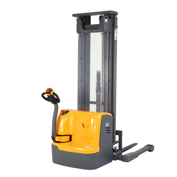 Electric Walkie Straddle Stacker| 3300 lb| Lowered Ht. 2.8 in| Mast Ht. 97.6 in| 220 in Lifting| Fork Size 42 x 7.8-31.5"| Wt. 2980 lb| Apollo Forklift A-3030