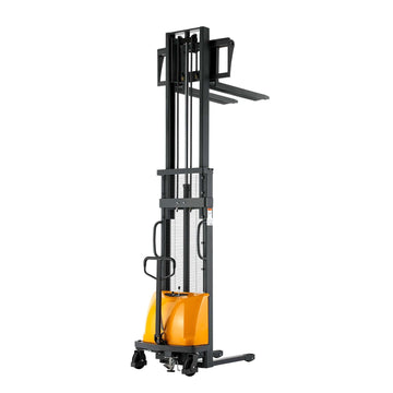 Semi-Electric Stacker| 3300 lb| 118" Lifting Height| Fixed Legs & Adjustable Forks| Apollolift A-3016