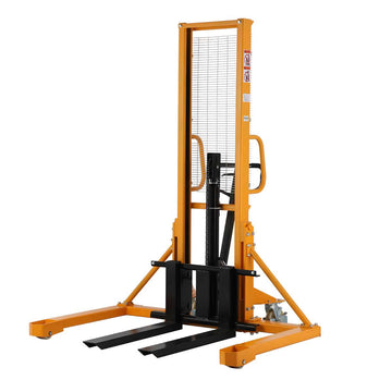 Manual Straddle Stacker| 1100-2200 lb| 63" Lifting Height| Adjustable Forks