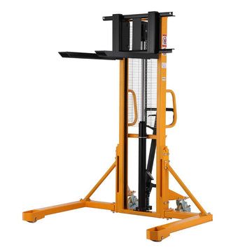 Manual Straddle Stacker| 1100-2200 lb| 63" Lifting Height| Adjustable Forks