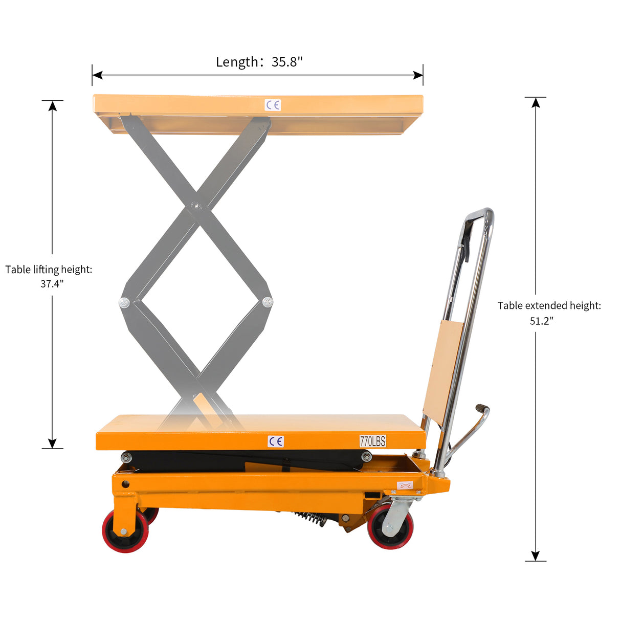 Double Scissor Lift Table| 770 lb| 51.2" Lifting Height| Apollolift A-2007