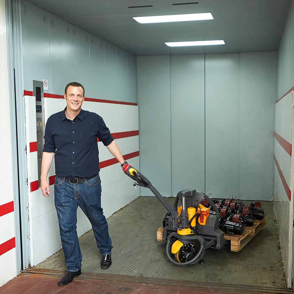 Battery Powered Pallet Truck 3300Lbs Cap. 45" x21" (7438140178662)