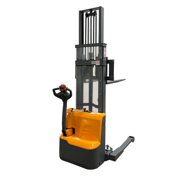 Lithium Battery Full Electric Walkie Stacker 3300lbs Cap. Straddle Legs. 118