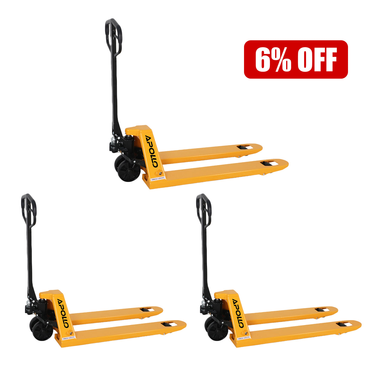 Hydraulic Pallet Jack| 5500 lb| 48"x21" Forks| PU or Nylon Wheels| Bulk Free Delivery