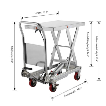 Steel Single Scissor Lift Table| 1100 lb| 35.4