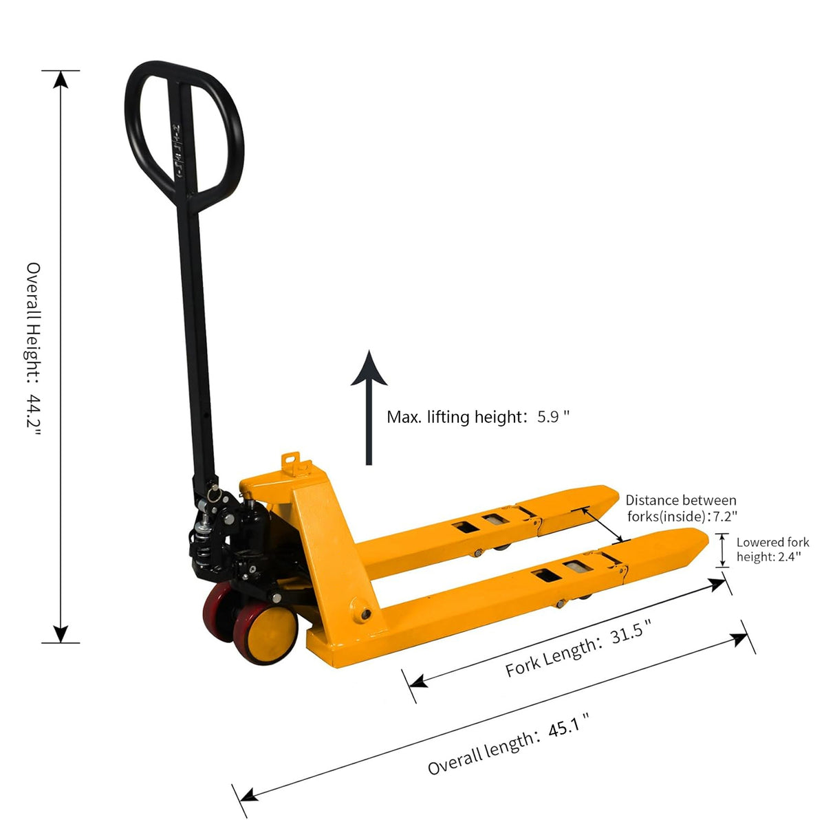 Foldable Mini Pallet Jack| 2200 lb| Light Duty | 31.5"x 15" Forks| Apollolift A-1033