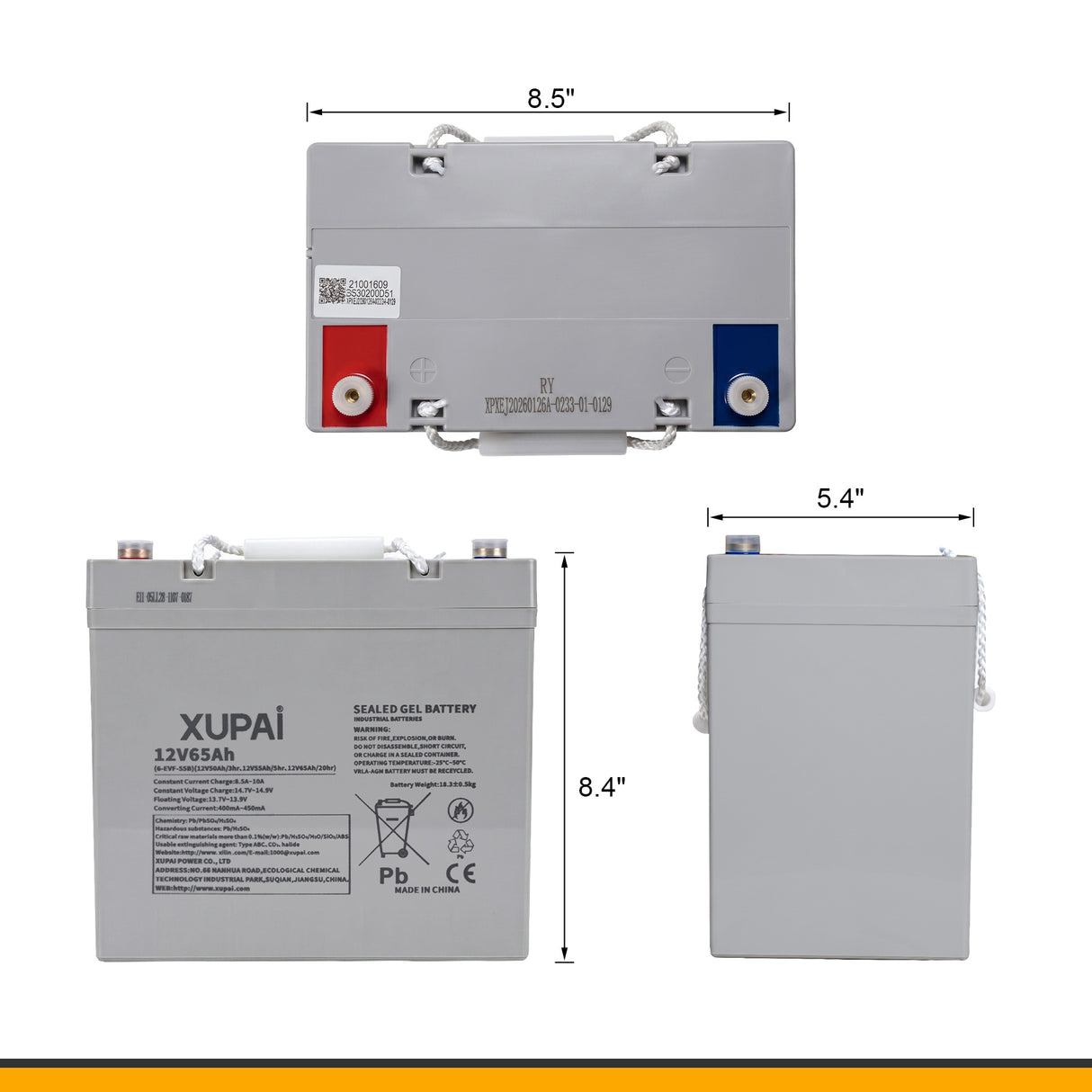 12V/65 Ah Rechargeable Lead Acid Battery