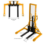 Manual Straddle Stacker| 1100 lb or 2200 lb| 63" Lifting Height| Adjustable Forks