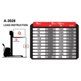 Electric Walkie Straddle Stacker A-3028 | 118" Lift Height