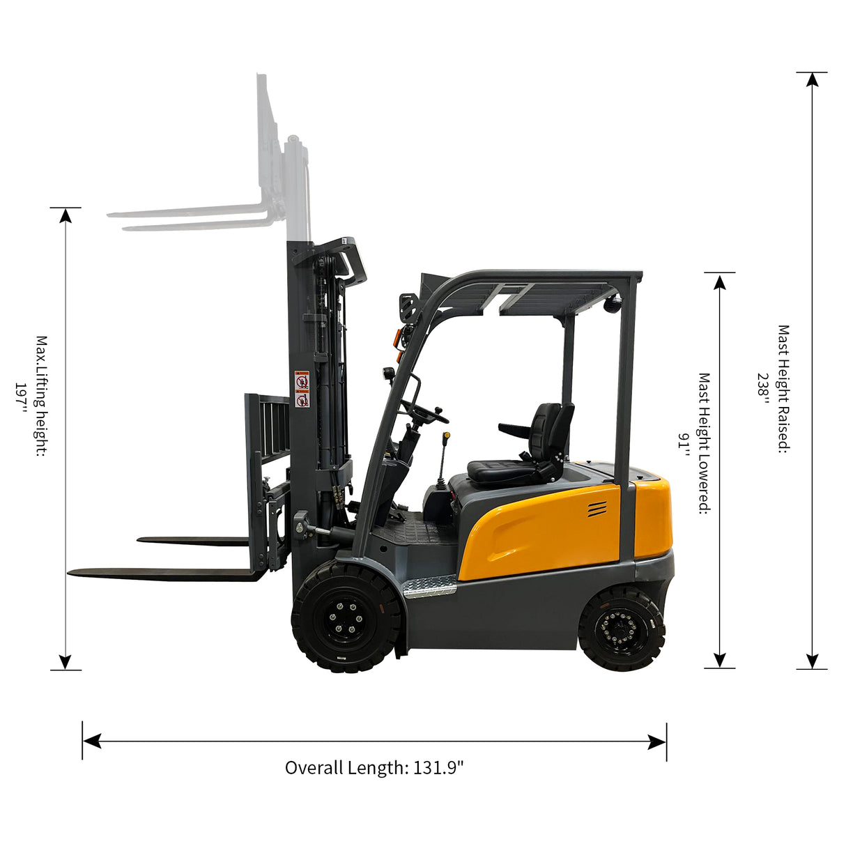 4-Wheel Electric Forklift, Lead-Acid Battery A-4004
