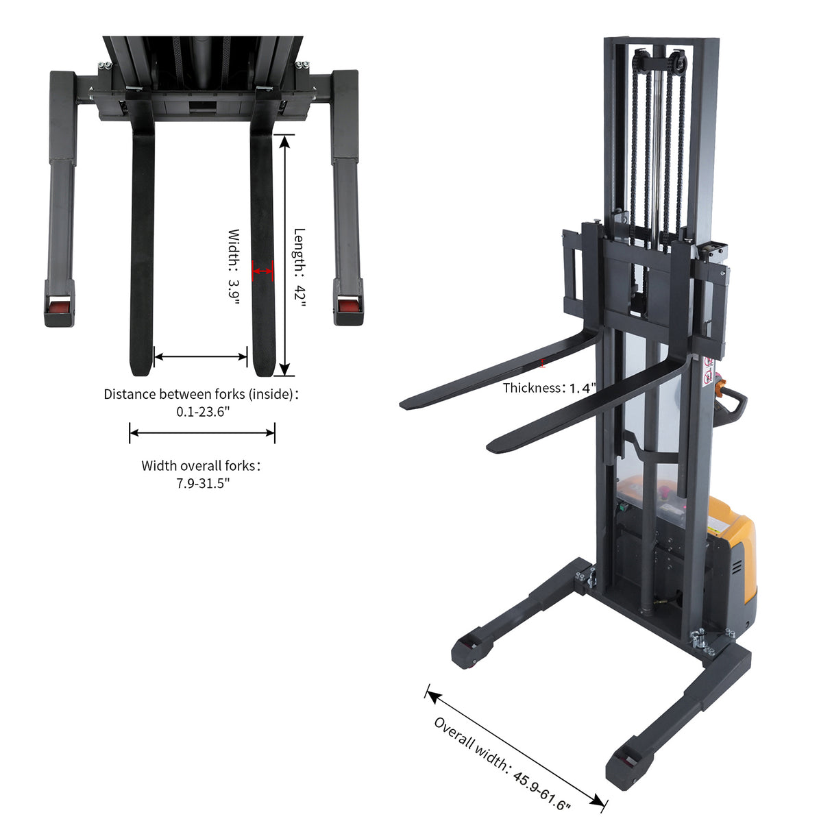 Li-ion Powered Electric Straddle Stacker A-305001 | 98" Lift Height