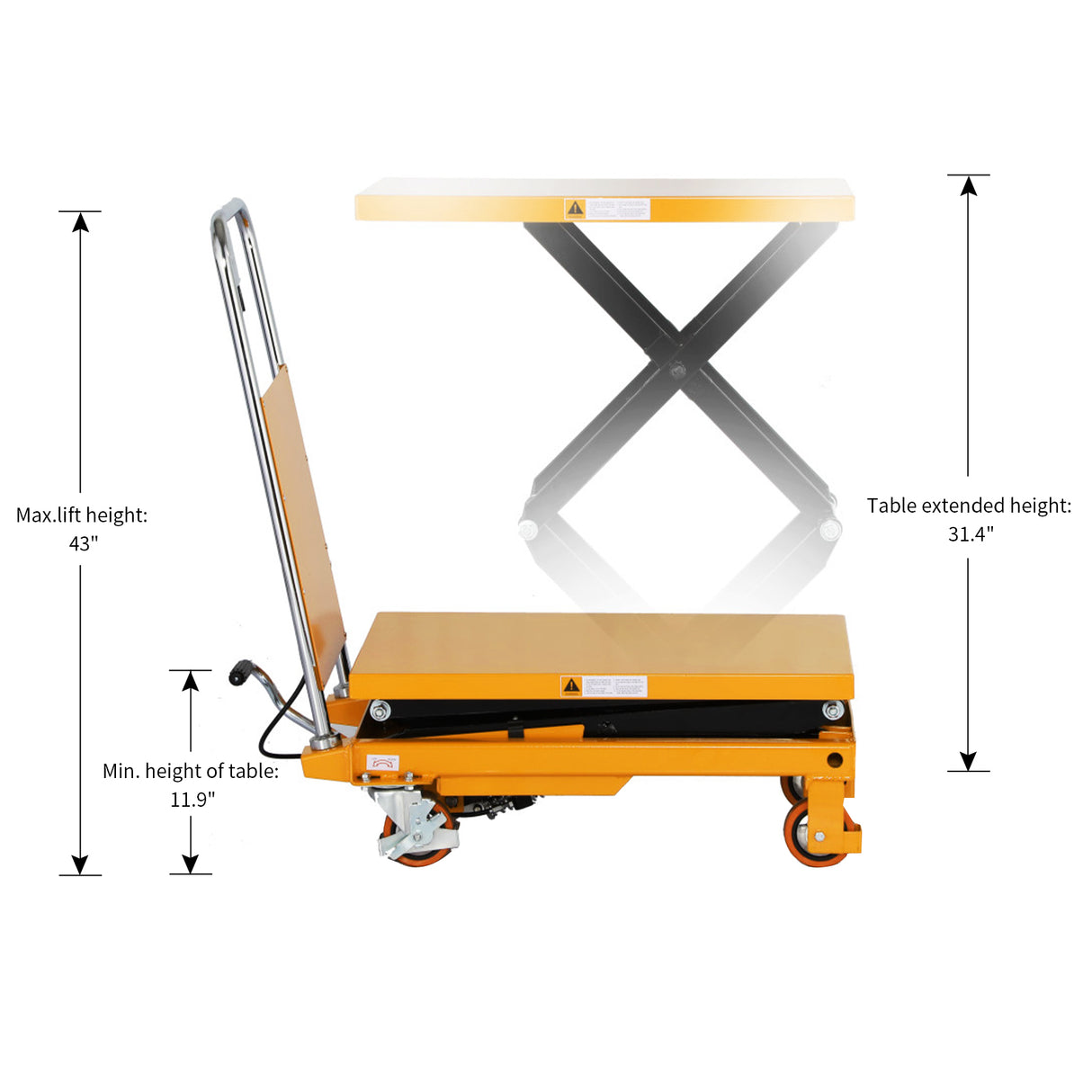 Double Scissor Lift Table| 330 lb| 31.4" Lifting Height