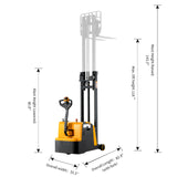 Counterbalanced Electric Stacker| 1200 lb| 118" Lifting Height| Apollolift A-3031