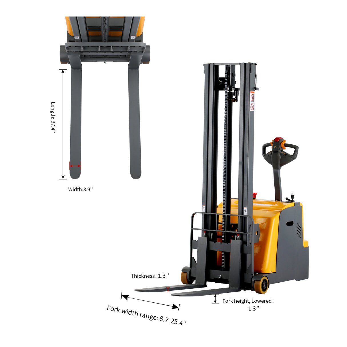 Counterbalanced Electric Stacker| 1200 lb| 118" Lifting Height| Apollolift A-3031