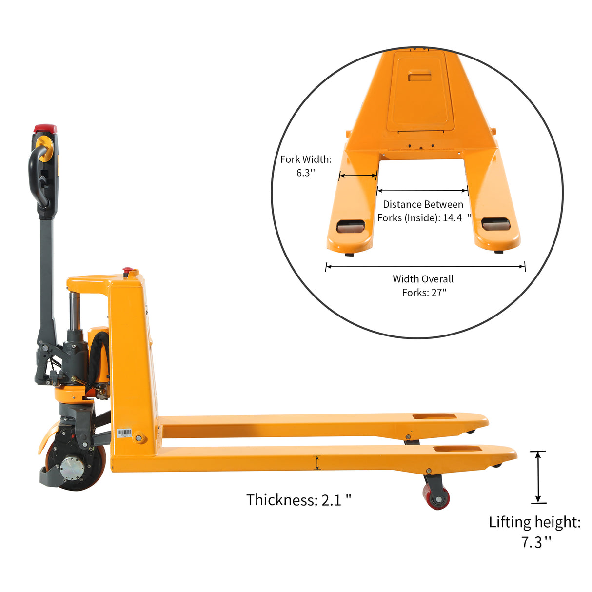 Li-ion Powered Pallet Truck| 3300 lb| 48"x27" Forks| Apollolift A-1034