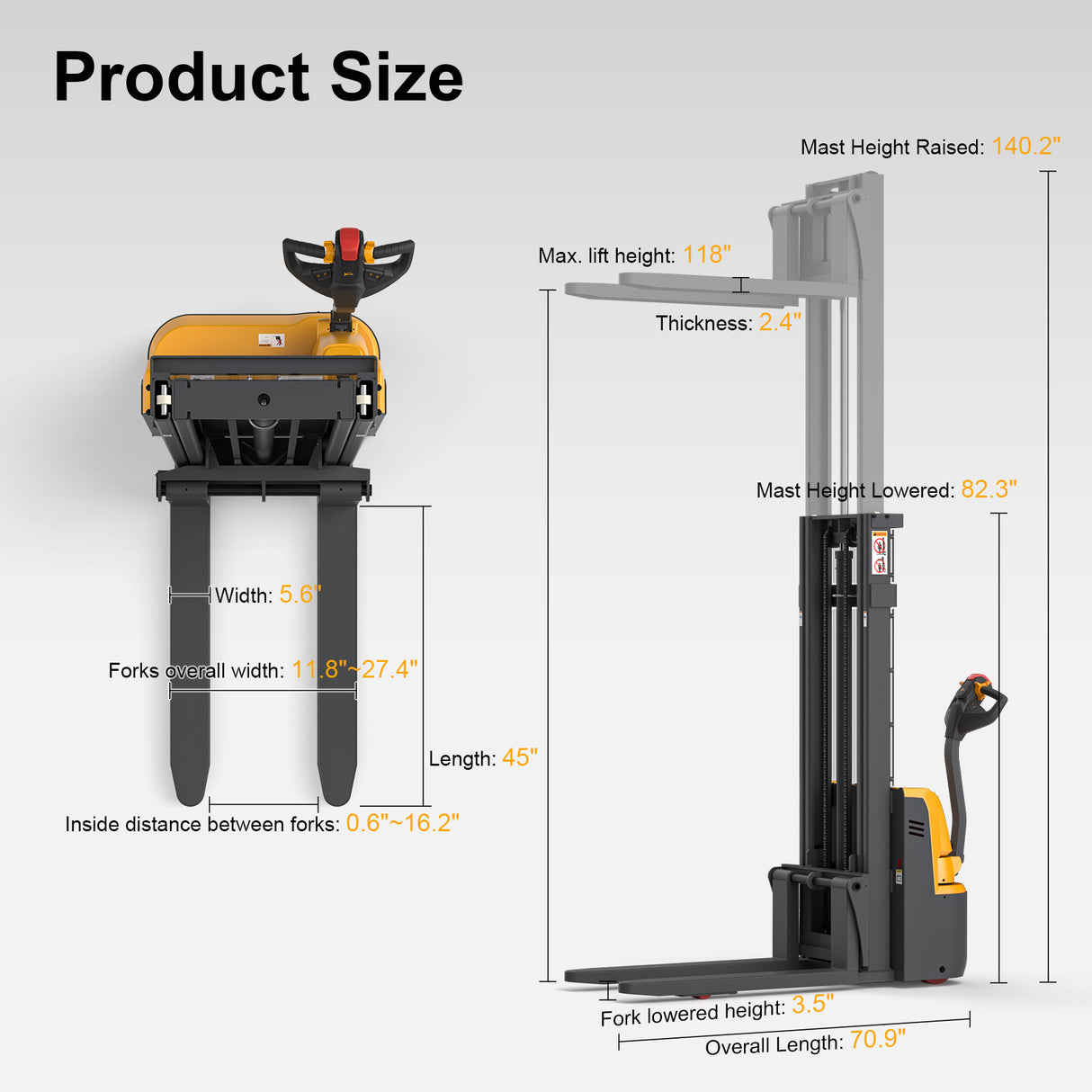 Full Electric Stacker A-3053 | 138" Lift Height