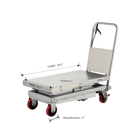 Double Scissors Lift Table 770 lbs. 51.2" lifting height - Stainless (6814958583976)
