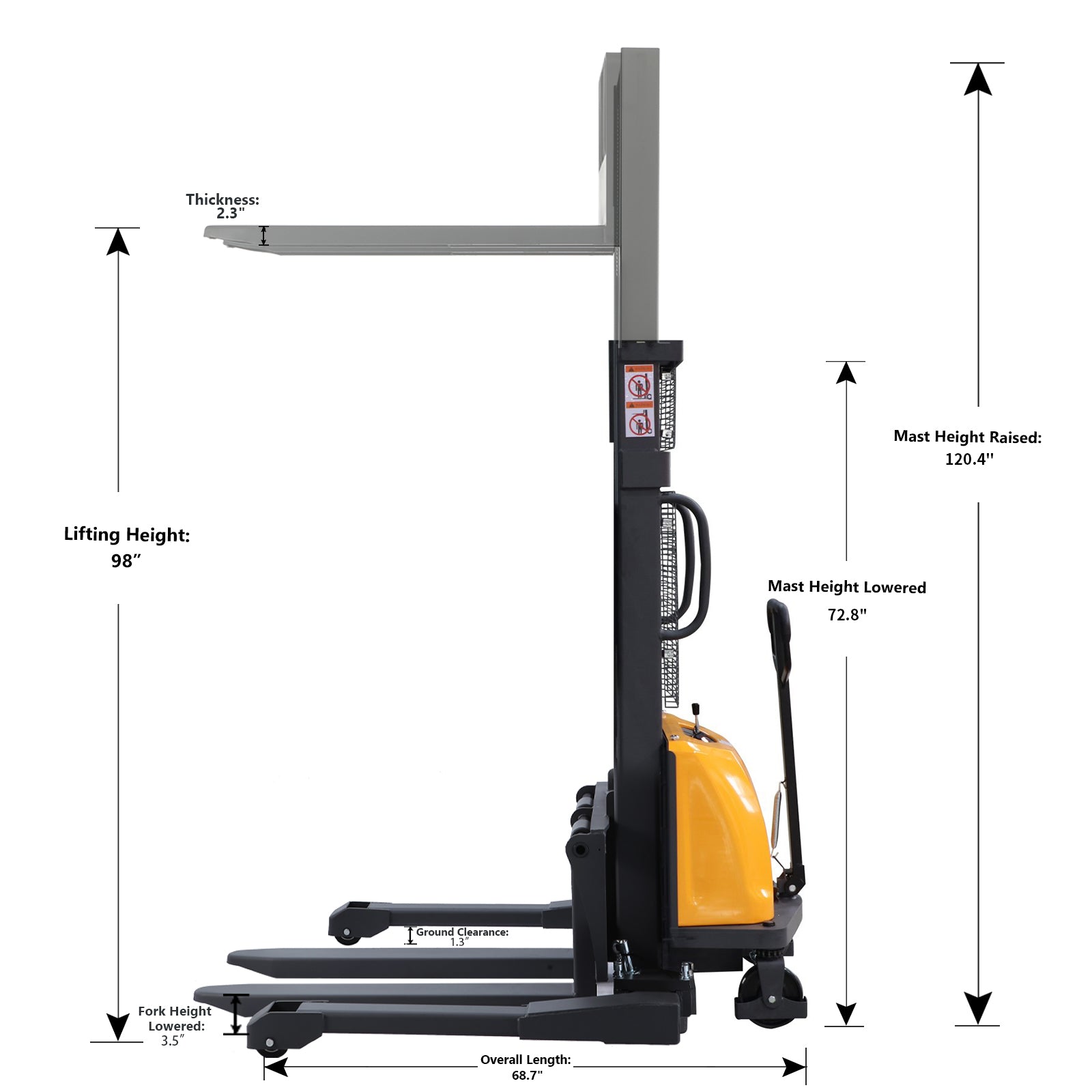 Power Lift Straddle Stacker 3300Lbs 98