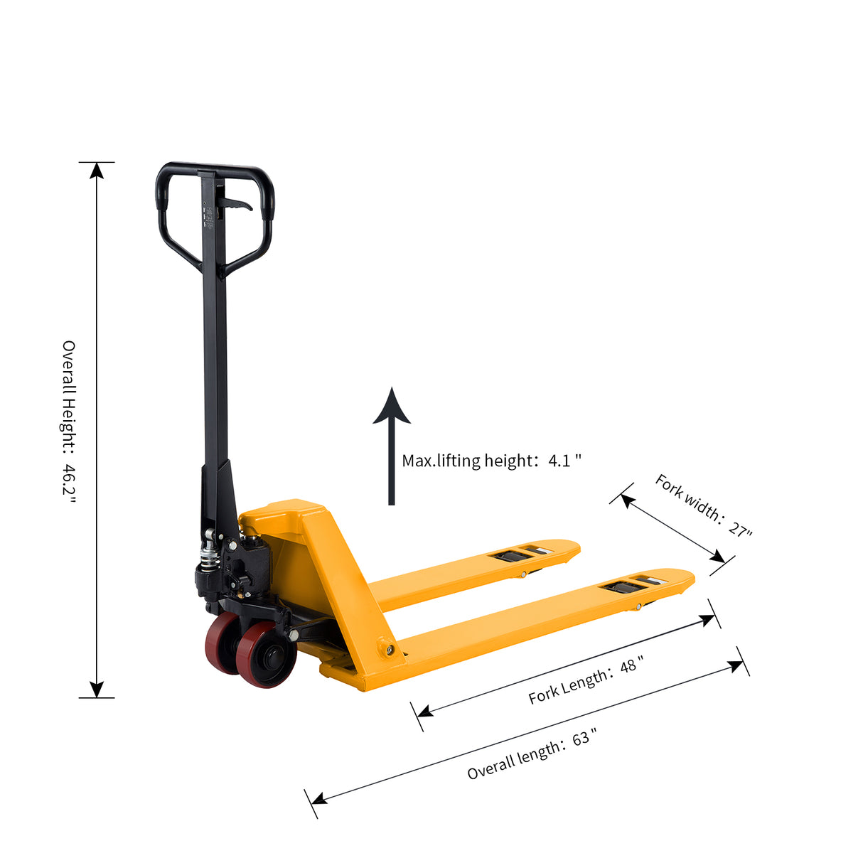 Low Profile Hand Pallet Jack| 2200 lbs. or 330 lbs.| 48"x27" Forks