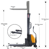 Semi-Electric Stacker| 2200 lbs.| 118" Lifting Height| Fixed-Leg| A-3015