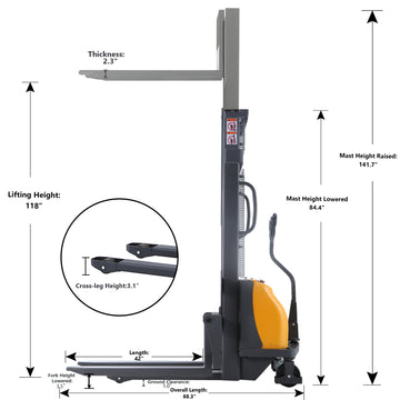 Semi-Electric Stacker| 2200 lb| 118